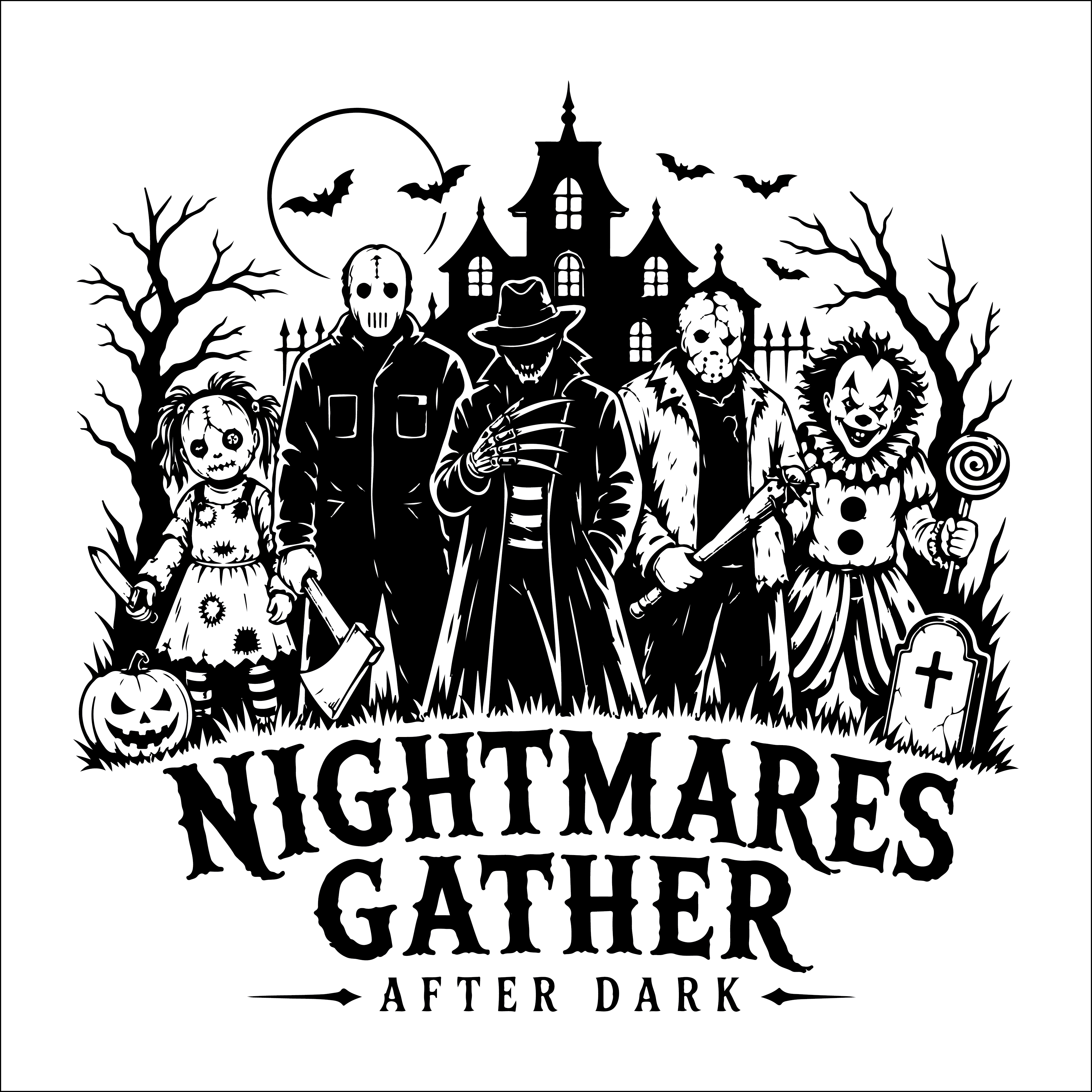 Nightmares Gather After Dark Halloween SVG PNG
