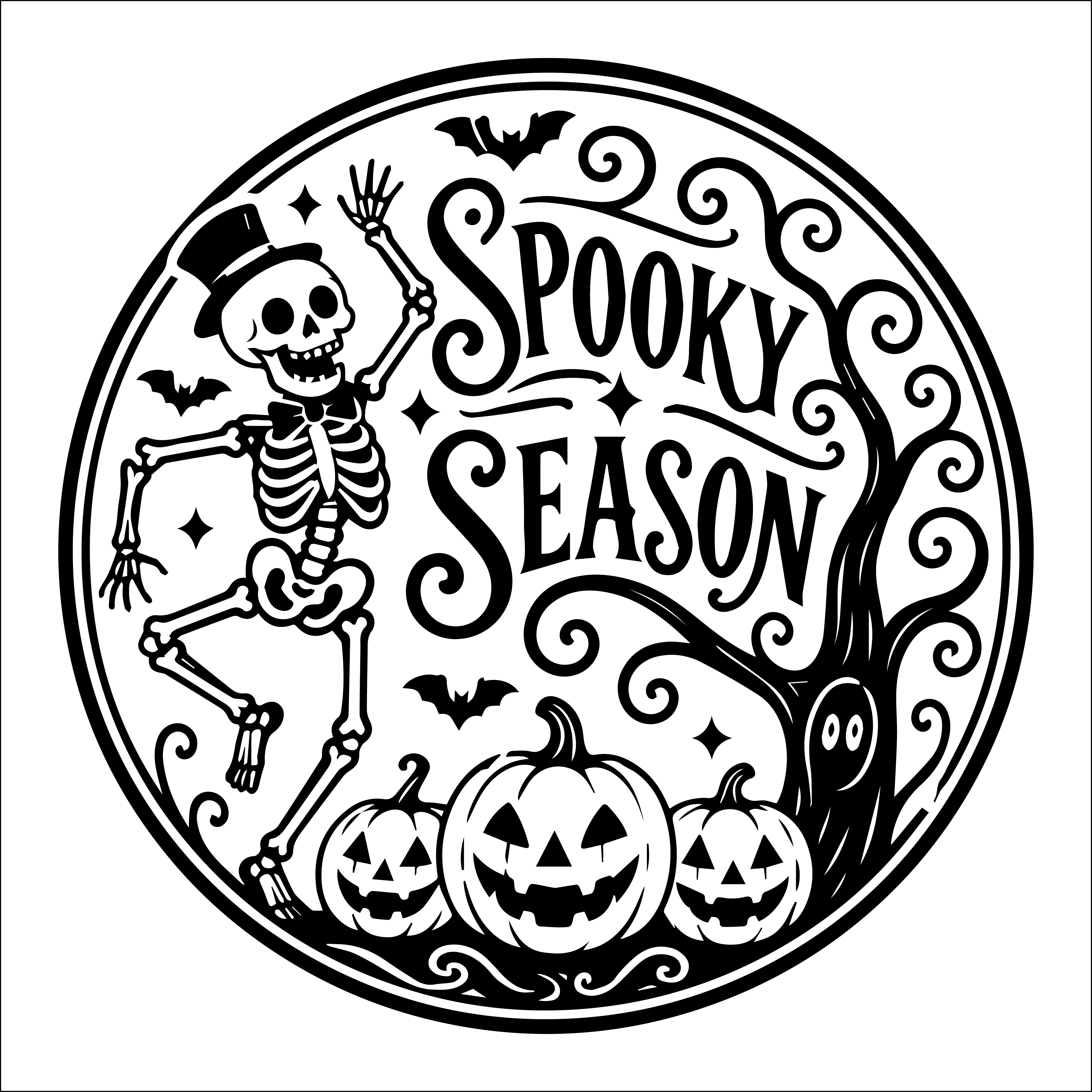 Dancing Skeleton Spooky Season SVG PNG Badge