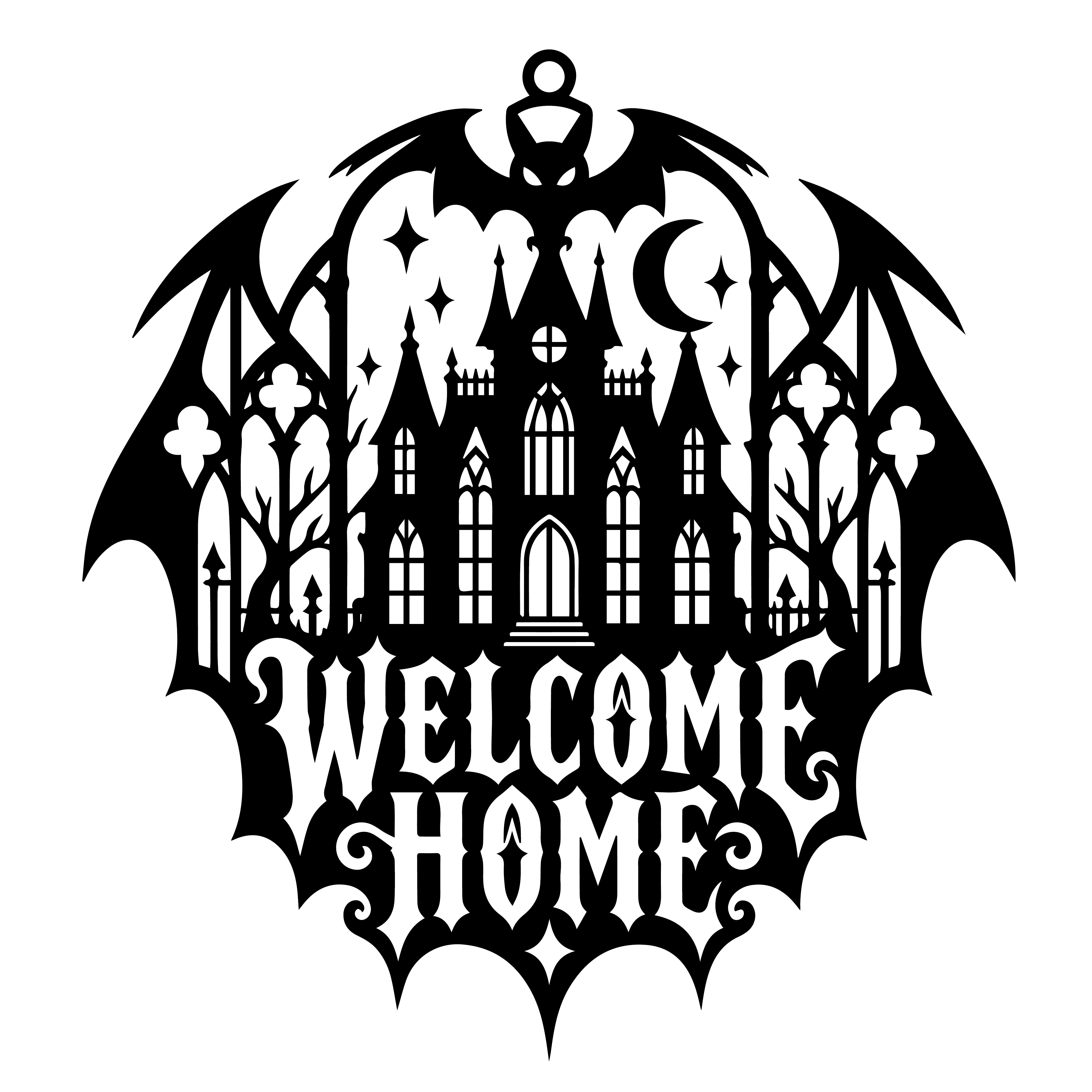 Welcome Home Gothic Bat Castle SVG PNG