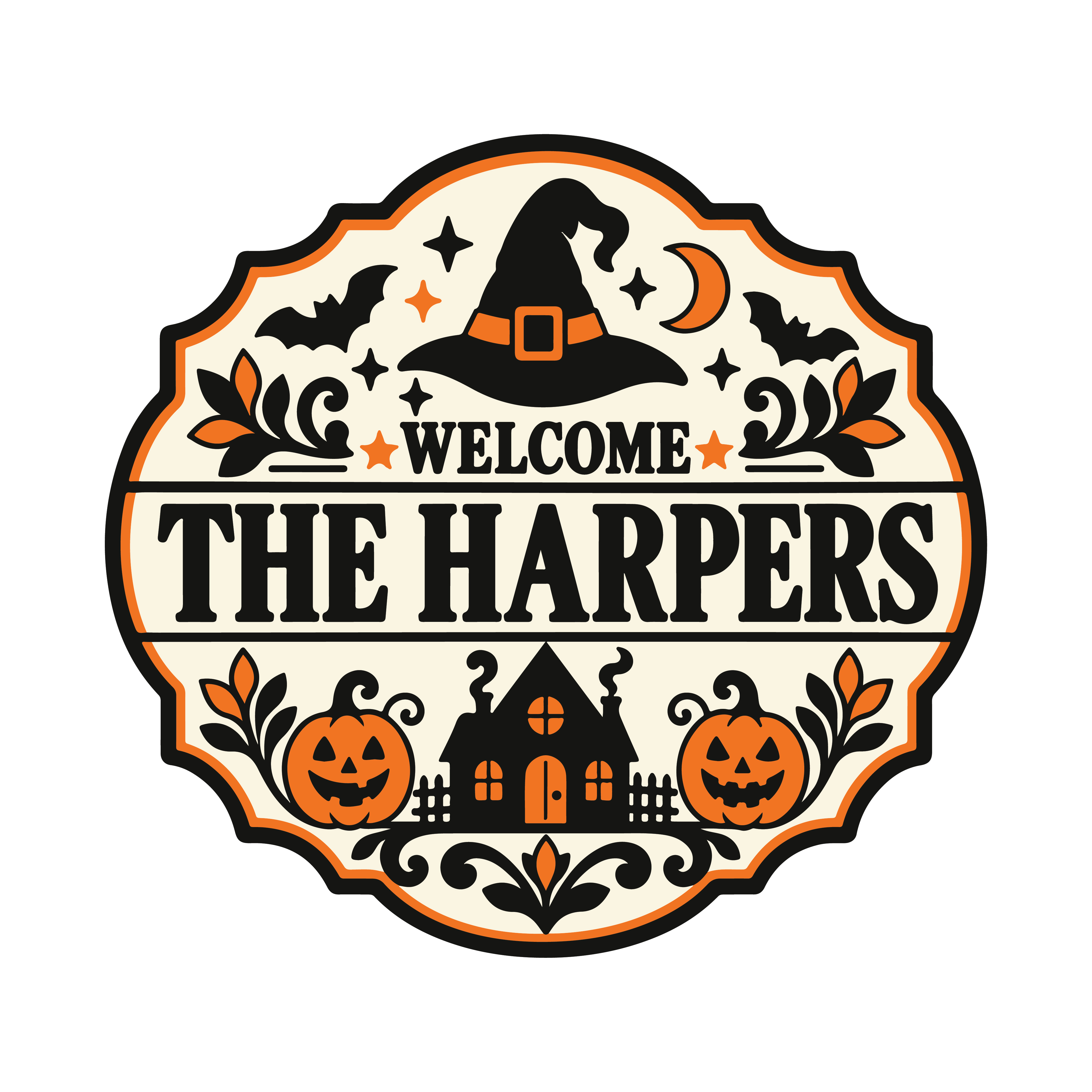 Personalized Halloween Family Name Sign SVG PNG