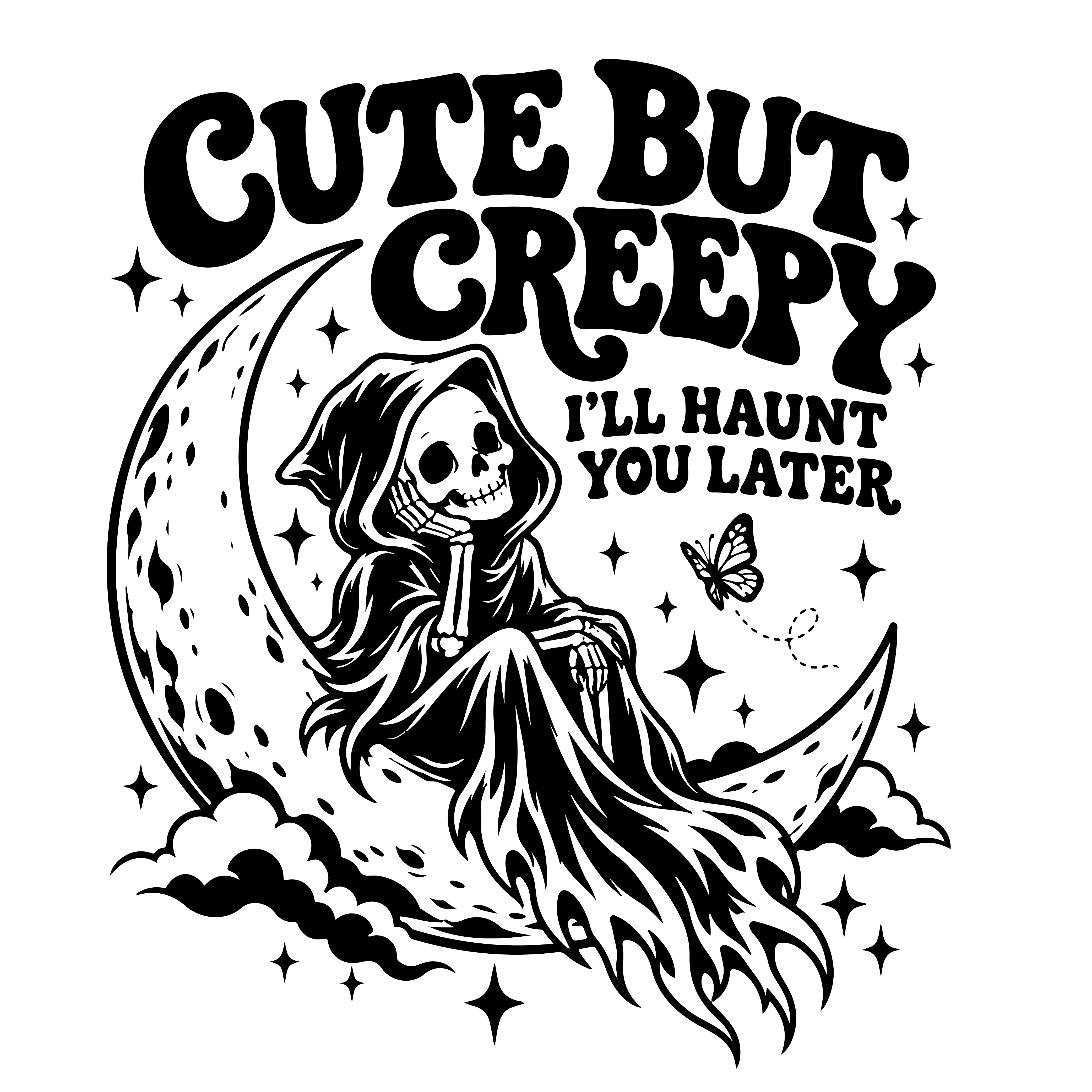 Cute But Creepy SVG PNG | Grim Reaper Moon Halloween Design