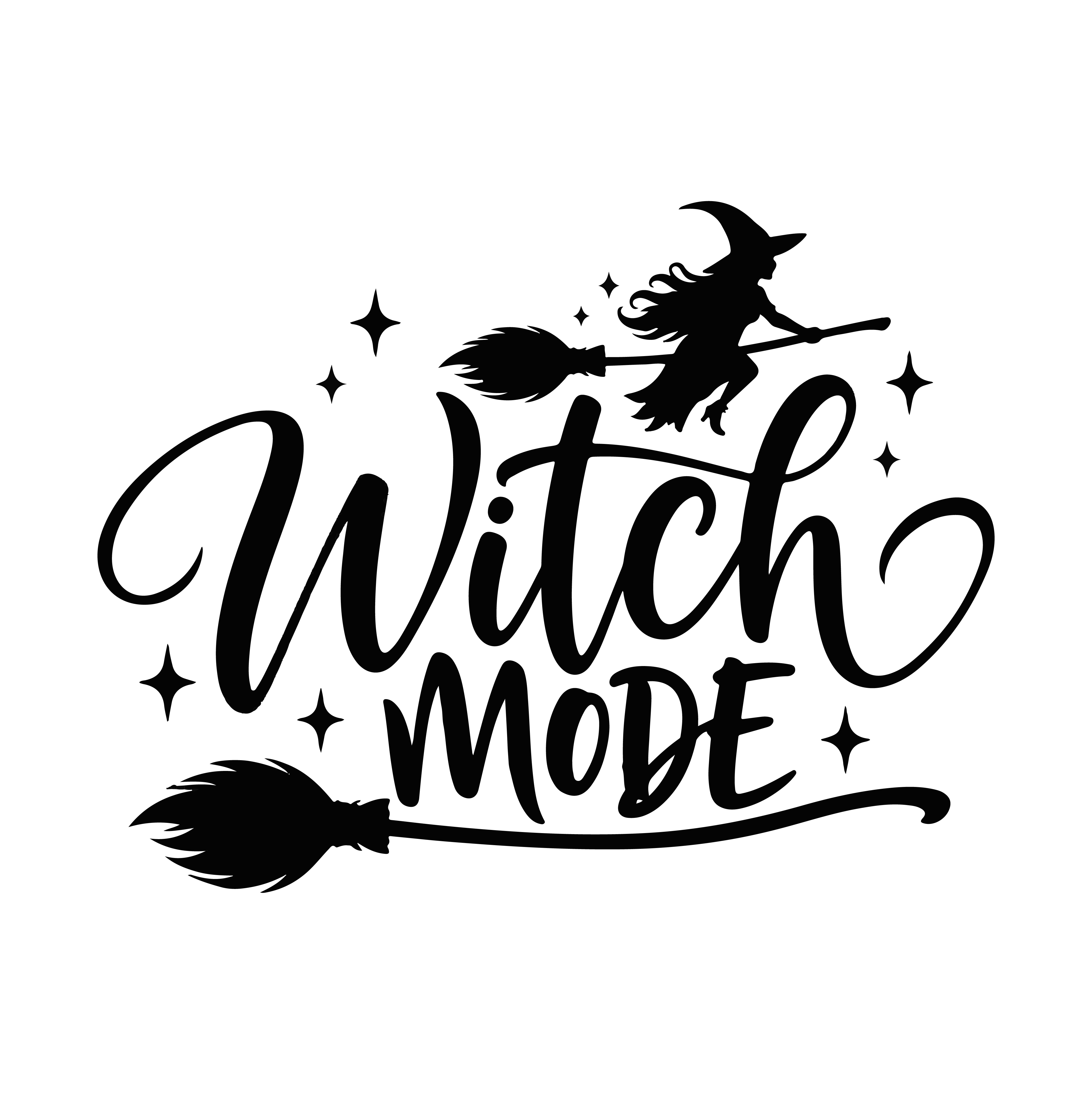 Witch Mode SVG PNG | Flying Witch and Broom Halloween Design