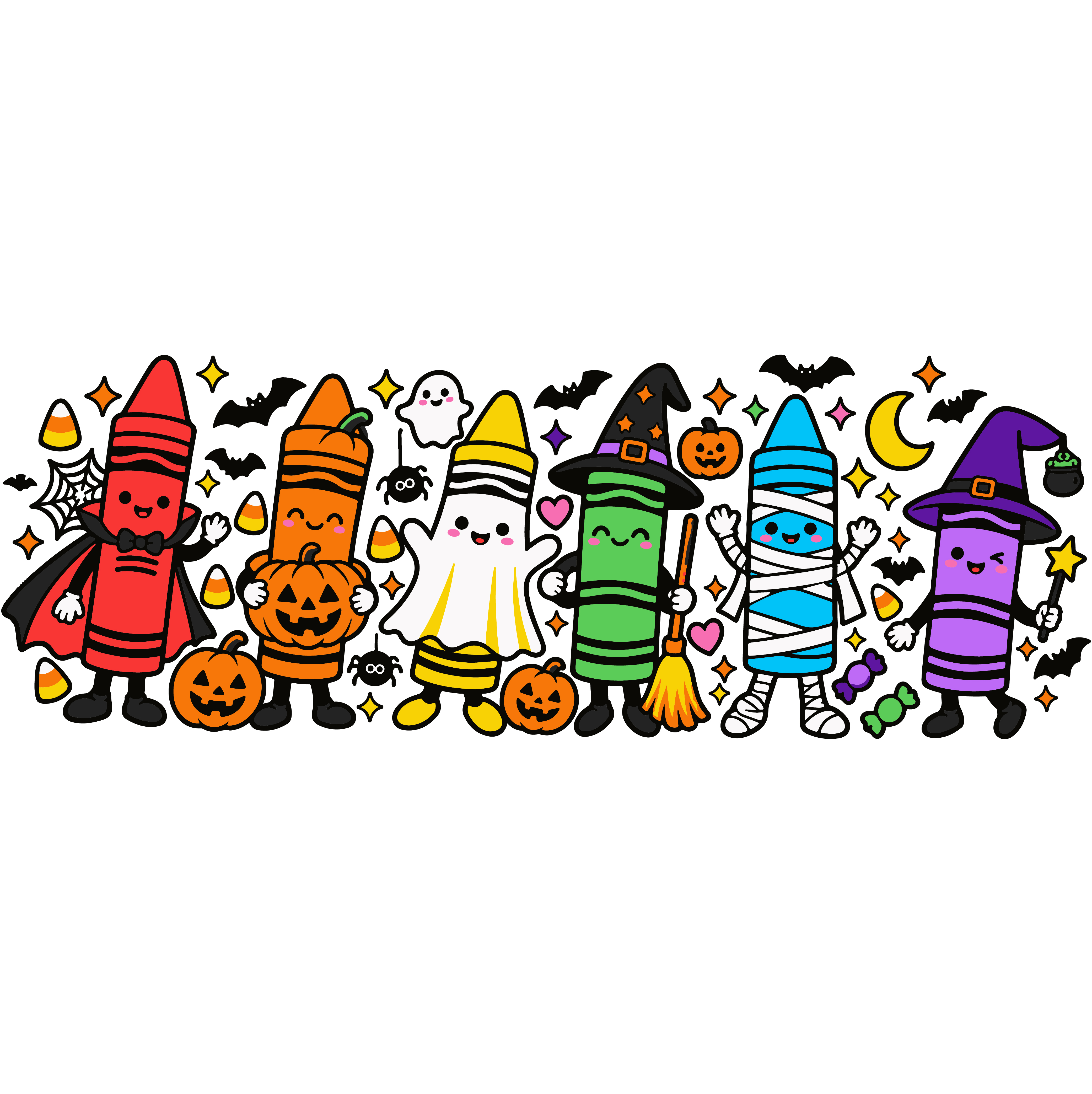 Halloween Crayons SVG PNG | Cute Costume Lineup Teacher Design